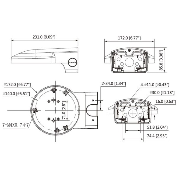 Comprar DAHUA PFB720WA Soporte pared Anticorrosión para IPC-HDBW8232E-Z-SL