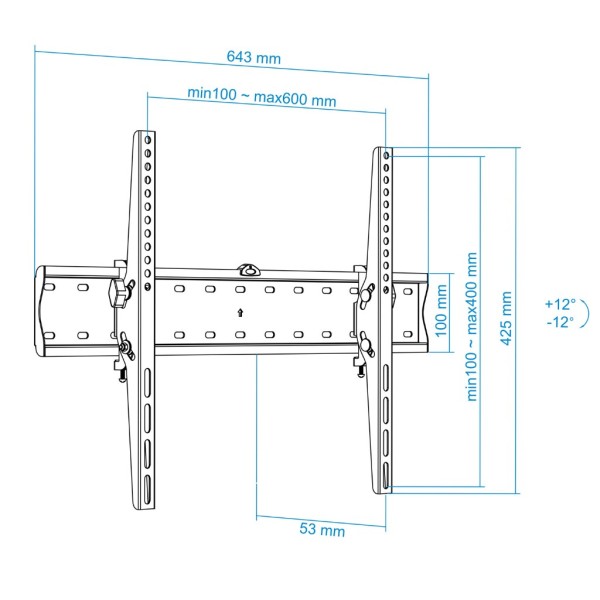 Acheter OEM LP4270T-B Support mural pour moniteurs 37"-70" jusqu’à 40 kg. Inclinaison +12°/-12°