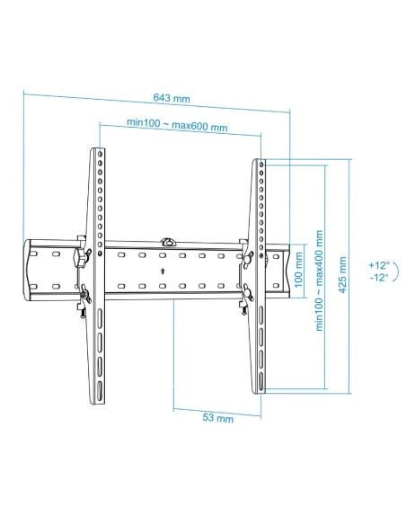 Acheter OEM LP4270T-B Support mural pour moniteurs 37"-70" jusqu’à 40 kg. Inclinaison +12°/-12°