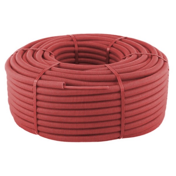 Acheter CÂBLES ESLA 002-1080150 gaine annelée 100 m avec bobine de 100 m de câble multiconducteur rouge flexible tressé, 2 fils 