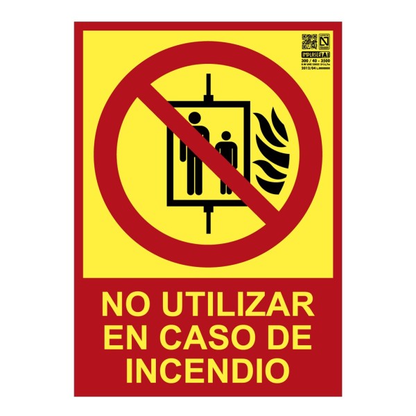Comprar IMPLASER EX221L Señal no utilizar en caso de incendio Clase A 21x15cm