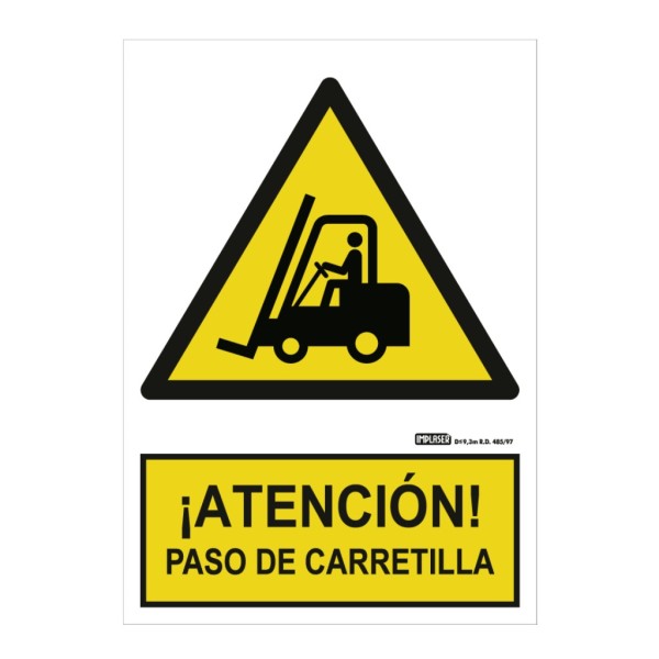 Acheter IMPLASER AD07-A4 Panneau « ATTENTION ! passage de chariot élévateur » 29,7 × 21 cm