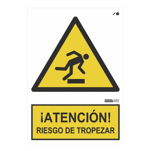 Acheter IMPLASER AD15-A4 Panneau « ATTENTION ! » Risque de trébucher 29,7 × 21 cm
