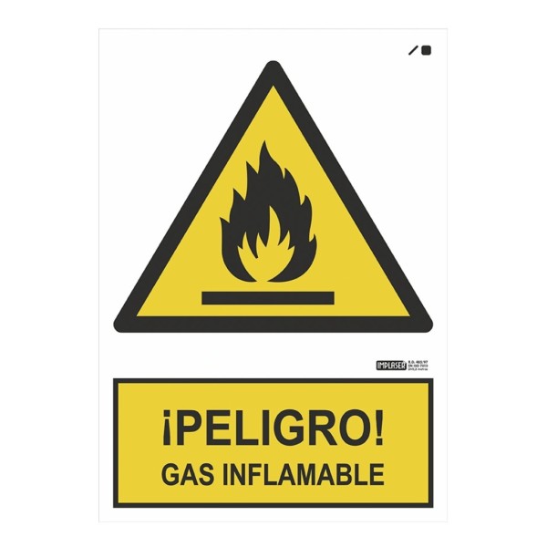 Comprar IMPLASER AD22-A4 Señal ¡PELIGRO! Gas inflamable 29,7x21cm