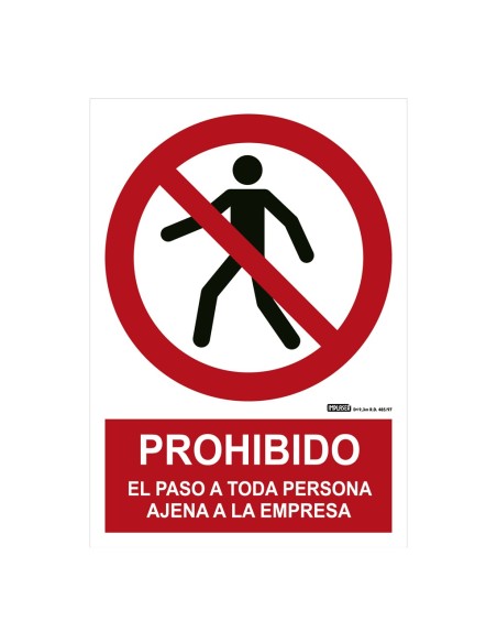 Comprar IMPLASER PR20-A4 Señal prohibido el paso a toda persona ajena a la empresa 29,7x21cm