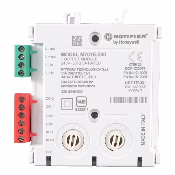 Comprar NOTIFIER M701E-240 Módulo de control direccionable 240Vca para montaje en superficie. Protocolos CLIP y OPAL