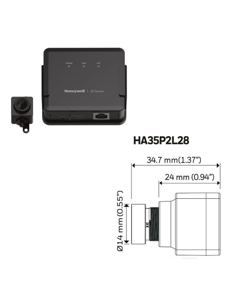 Acheter HONEYWELL HA35P2L28 Mini-caméra IP série 35 Pinhole 2 MP 2.8mm H265 WDR PoE 12 Vcc Audio E/S