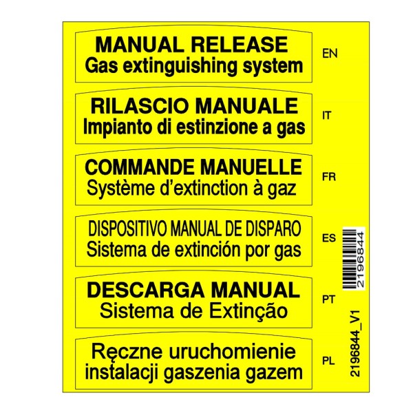 Acquistare KIDDE COMMERCIAL 2196844 Foglio di etichette per porta del pulsante manuale DIN multilingue convenzionale. Per pulsan