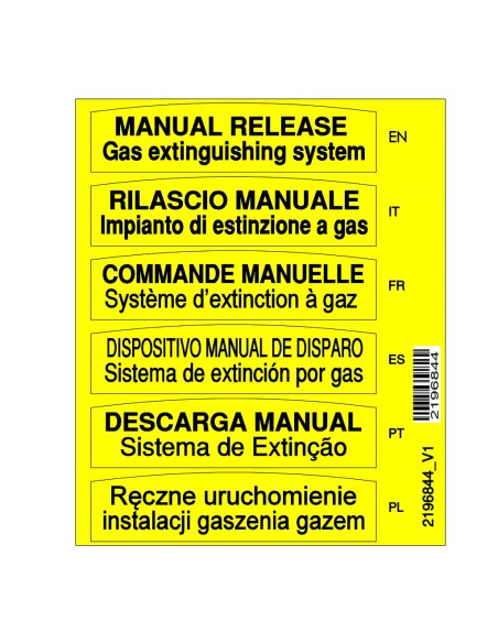 Acquistare KIDDE COMMERCIAL 2196844 Foglio di etichette per porta del pulsante manuale DIN multilingue convenzionale. Per pulsan