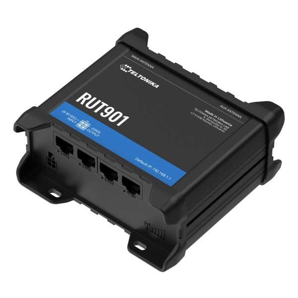 Comprar TELTONIKA RUT901 Router Teltonika Industrial 4G LTE 2xSIM Wi-Fi4 4xRJ45 1xDigital I/O