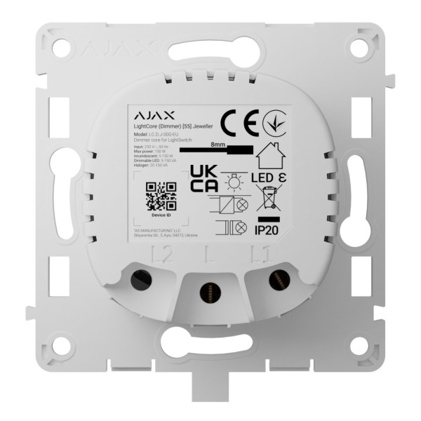 Acquista AJAX LIGHTSWITCH-LIGHTCORE-DIMMER-WH Ajax LightSwitch LightCore Dimmer Jeweller. Colore bianco