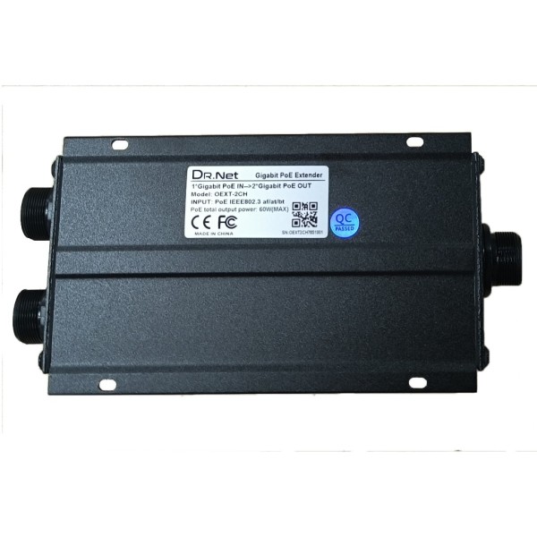 Acquistare DRNET OEXT-2CH Extensore PoE Gigabit da esterno IP66 2 uscite (1In+2Out) 60W