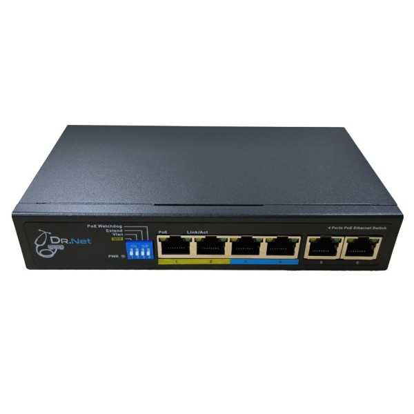 Acheter DRNET CSFE06-4P-60W Switch PoE 4 ports 10/100 + 2 uplinks 10/100 60W non géré