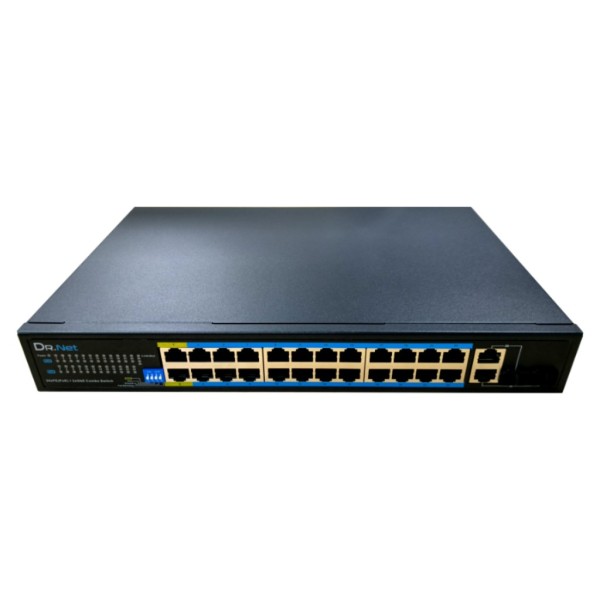 Acheter le switch DRNET CSFE26-24P-360W PoE 24 ports 10/100 + 2 ports combo Gigabit 360 W non administrable