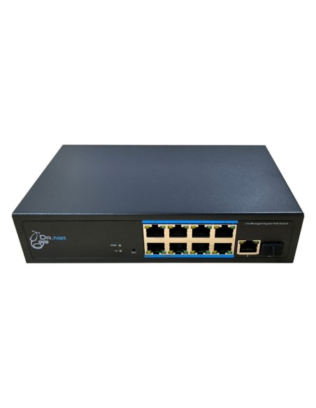 Acheter DRNET CSGE10S-8P-120W switch PoE 8 ports Gigabit + 2 uplinks (+1 RJ45 + 1 SFP) 120 W gérable