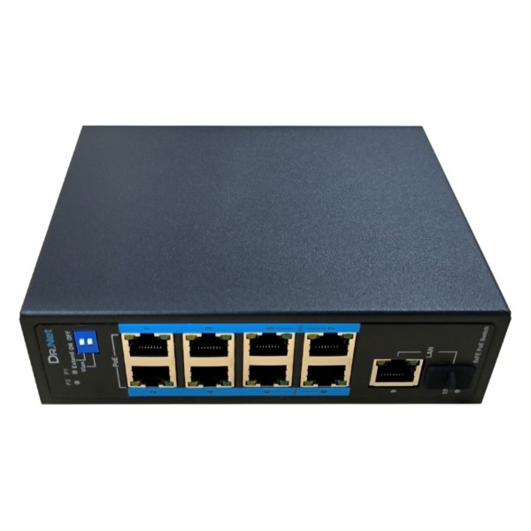 Acheter DRNET ISFE10-8P-120W Switch PoE industriel 8 ports 10/100 +1RJ45 Gigabit +1SFP Gigabit 120W non géré