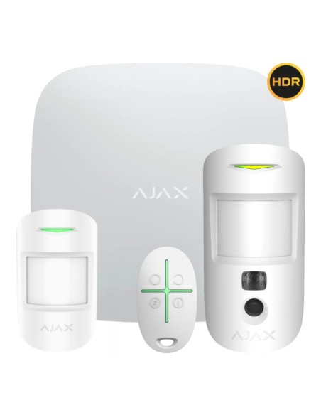 Acheter le kit Ajax blanc AJAX STARTERKIT-CAM-MP-HDR-WH1. Hub 2 + MotionCam-HDR + MotionProtect + SpaceControl