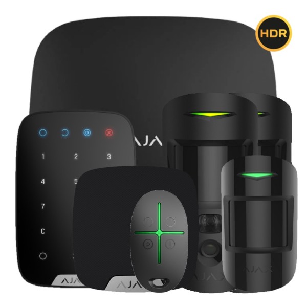 Acquistare AJAX HUB2KIT-MP-PRO-HDR-BL1 Kit Ajax nero. Hub 2 + 2MotionCam-HDR + MotionProtect + SpaceControl + KeyPad + HomeSiren