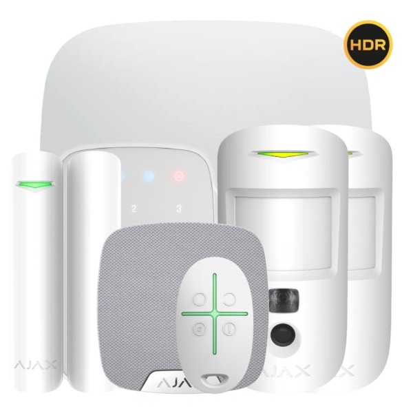 Acheter le kit AJAX HUB2KIT2G-DP-PHOD-SC-HDR-WH Ajax blanc. Hub2 + 2MotionCam HDR PHOD + DoorProtect Plus + SpaceControl + KeyPa