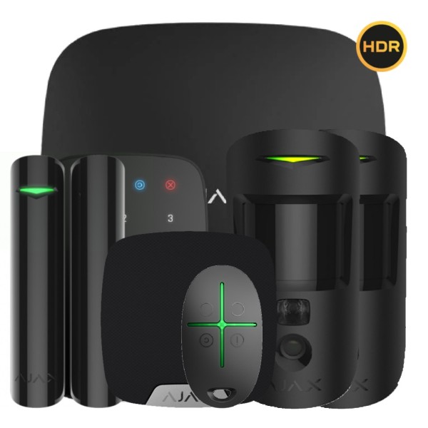 Acheter le kit Ajax noir HUB2KIT4G-DP-PHOD-SC-HDR-BL. Hub2 4G + 2MotionCam HDR PHOD + DoorProtect Plus + SpaceControl + KeyPa