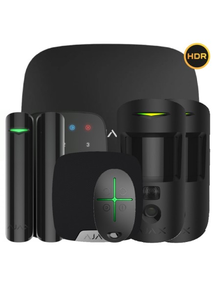Acheter le kit Ajax noir HUB2KIT4G-DP-PHOD-SC-HDR-BL. Hub2 4G + 2MotionCam HDR PHOD + DoorProtect Plus + SpaceControl + KeyPa