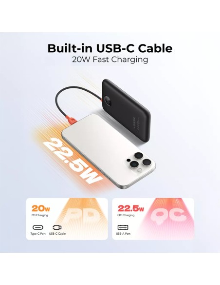 Acheter VEGER VG-W1189 VEGER Power Bank avec écran LCD - Capacité 10000mAh - Entrées USB-C et câble intégré - Sorties USB-C