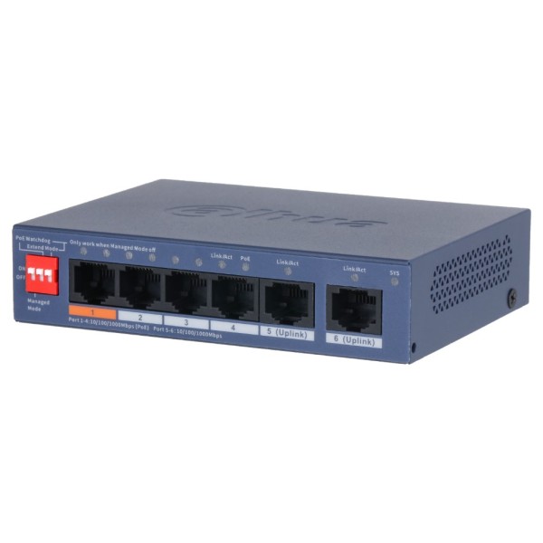 Comprar DAHUA CS4006-4GT-60-V2 Switch PoE 4 puertos Gigabit + 2RJ45 Uplink Gigabit 60W Gestionable en Cloud Layer2