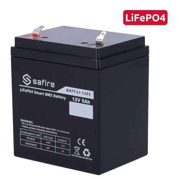 Comprar SAFIRE BATT-LI-1205 Batería recargable - Litio LiFePO4 - Tensión 12V - Capacidad 5Ah - 3000 ciclos - 90 (An) x 101 (Al) 