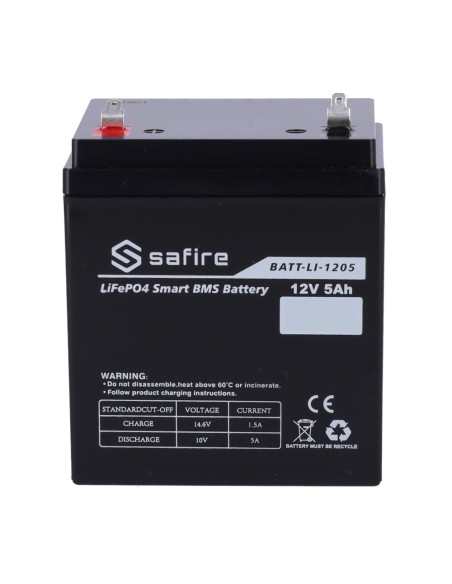 Comprar SAFIRE BATT-LI-1205 Batería recargable - Litio LiFePO4 - Tensión 12V - Capacidad 5Ah - 3000 ciclos - 90 (An) x 101 (Al) 