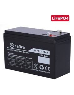 Acheter SAFIRE BATT-LI-1209 Batterie rechargeable - Lithium LiFePO4 - Tension 12V - Capacité 9Ah - 3000 cycles - 151 (L) x 97 (H