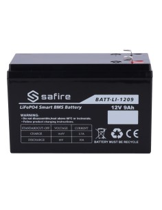 Acheter SAFIRE BATT-LI-1209 Batterie rechargeable - Lithium LiFePO4 - Tension 12V - Capacité 9Ah - 3000 cycles - 151 (L) x 97 (H 2