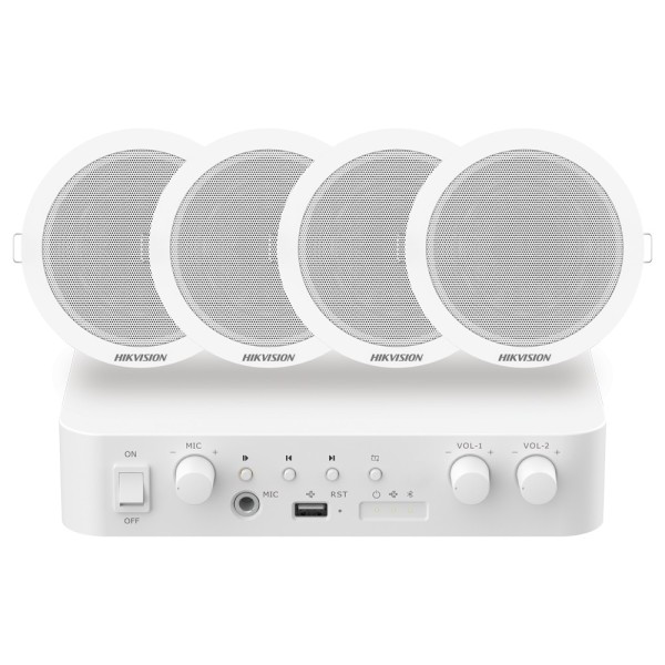 Comprar HIKVISION DS-QAE1KA80206-4 Kit de audio - Amplificador 80 W - 4 x Altavoces de techo - Potencia (8 ): 6 W
