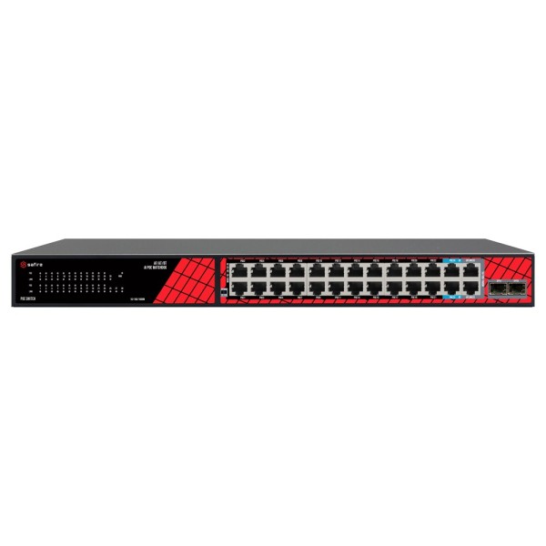 Acquistare SAFIRE SF-SW2824HIPOE-MF-300 Switch Safire Hi-PoE - 24 porte PoE + 2 RJ45 Uplink + 2*MGESFP Uplink - Velocità di por