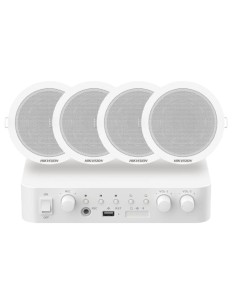 Comprar HIKVISION DS-QAE0KA60206-4 Kit de audio - Amplificador 60 W - 4 x Altavoces de techo - Potencia (8 ): 6 W