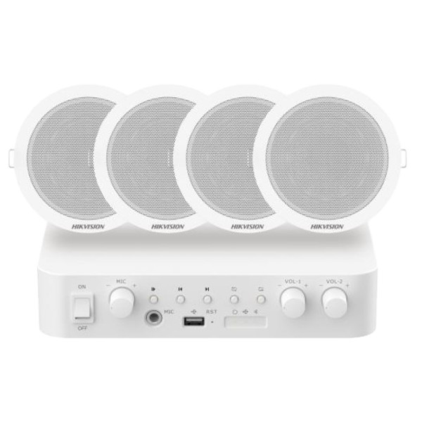 Comprar HIKVISION DS-QAE0KA60206-4 Kit de audio - Amplificador 60 W - 4 x Altavoces de techo - Potencia (8 ): 6 W