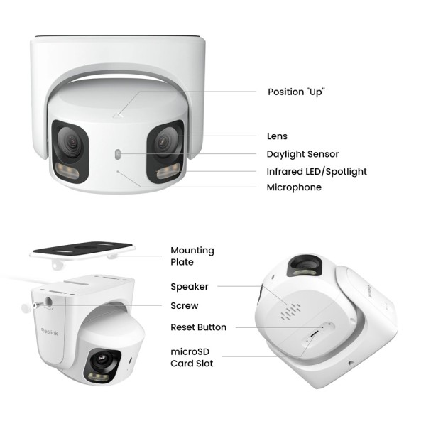 Acheter REOLINK RL-RP-PCT16MD-POE-W Caméra IP Reolink à double objectif 16M PoE - 16MP (7680x2160) à 25 ips - PoE / lumière LED 