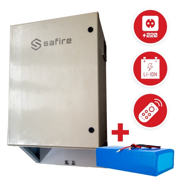 Acquistare SAFIRE SF-BOX08220-BMS-IP55-4800WH Armadio in poliestere a ricarica rapida per lampione - Differenziale, magnetotermi