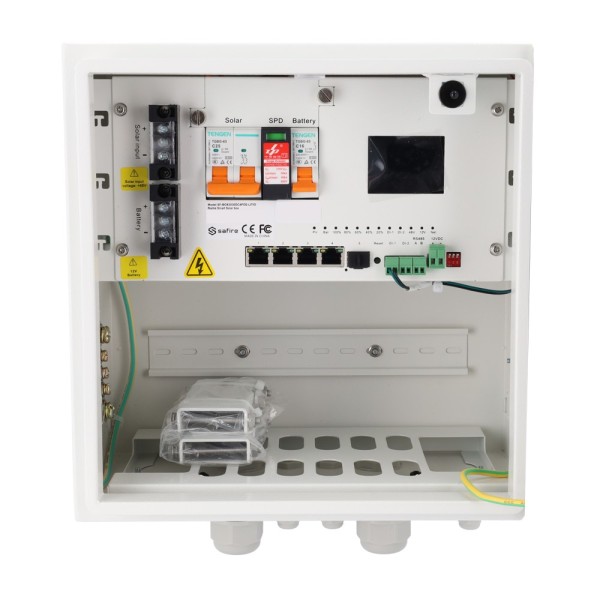 Acheter SAFIRE SF-BOX3030DC4POE-LITIO Smartbox solaire avec entrée <45VDC - Télécommande par logiciel - Switch POE avec 2 ports