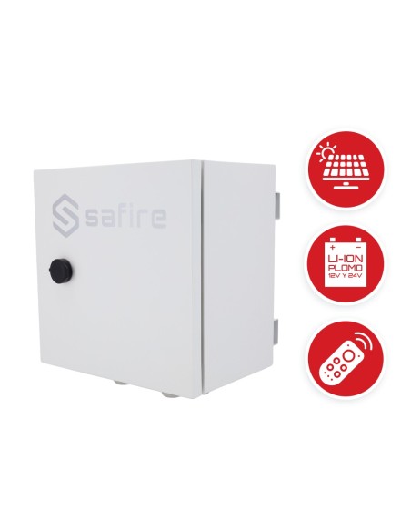Comprar SAFIRE SF-BOX3535DC4POE-LITIO Smartbox Solar con entrada <55VDC - Control remoto por software - Switch POE con 2 boca