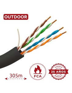 Acheter SAFIRE UTP5E-305-OUTDOOR Câble UTP Catégorie 5E - Conducteur CCA 24AWG - Rouleau de 305 mètres - Gaine de couleur noire 