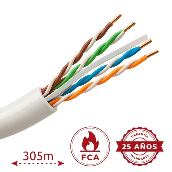 Acheter SAFIRE UTP6-305-BC-OUTDOOR-BW Câble UTP rigide d’extérieur - Catégorie 6 - Conforme au test Fluke 90 m - Conducteur OFC,