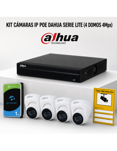 KIT-DAHUA-IP-4DOMO KIT 4 CAMÉRAS DÔME DAHUA IP POE ONVIF. SYSTÈME COMPLET DE VIDÉOSURVEILLANCE CCTV POUR MAGASIN, MAISON OU ENTR