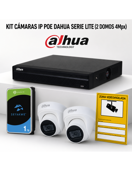 KIT-DAHUA-IP-2DOMO KIT 2 DAHUA IP POE DOM-KAMERAS ONVIF. KOMPLETTES VIDEOÜBERWACHUNGSSYSTEM (CCTV) FÜR LADEN, ZUHAUSE ODER UNTER