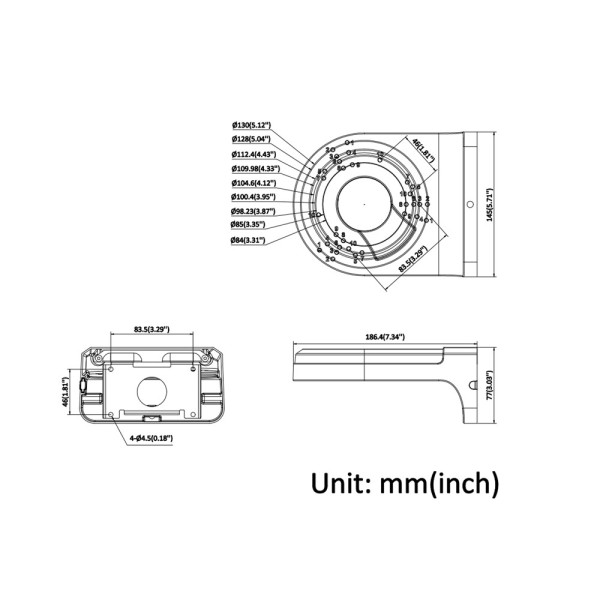 Comprar HIKVISION DS-220AZJ-145-BA Soporte de pared - Metal  - 77 (Al) x 145 (An) x 186.4 (Fo) mm - Carga máxima 2 kg | Peso 900