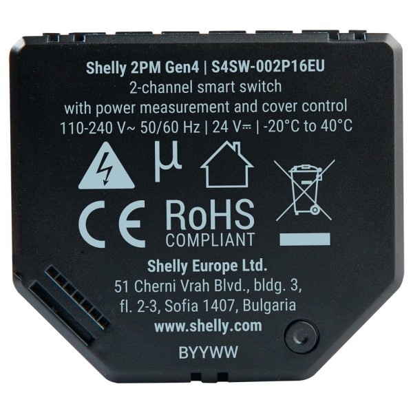 Comprar SHELLY SH-2PM-GEN4-4PC Relé Shelly 2PM Gen4 (Pack 4) - Controlador de Persianas / toldos - Relé de 2 canales independien