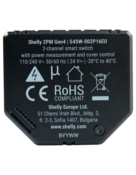 Acheter SHELLY SH-2PM-GEN4-4PC Relais Shelly 2PM Gen4 (Pack de 4) - Contrôleur de volets roulants / stores - Relais à 2 canaux i