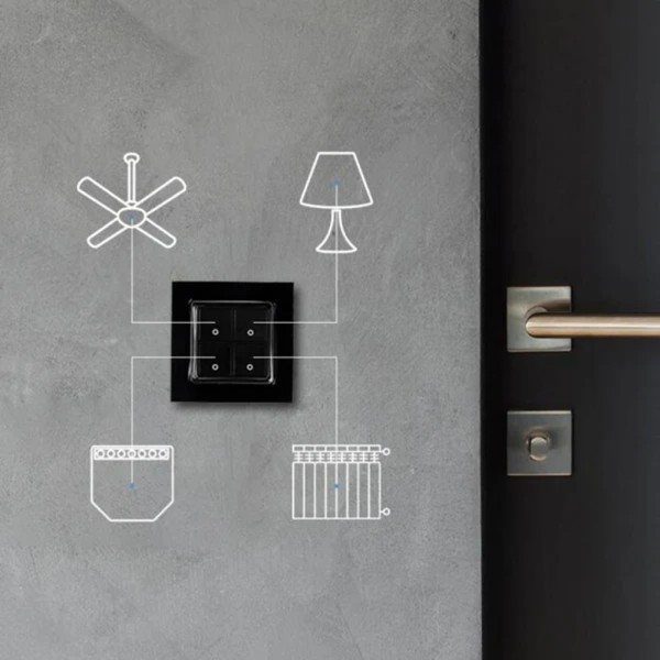 Acquista SHELLY SH-WALL-SWITCH-4-B Shelly Wall Switch 4 - Design compatto con 4 pulsanti - Compatibile con Shelly Plus i4, P