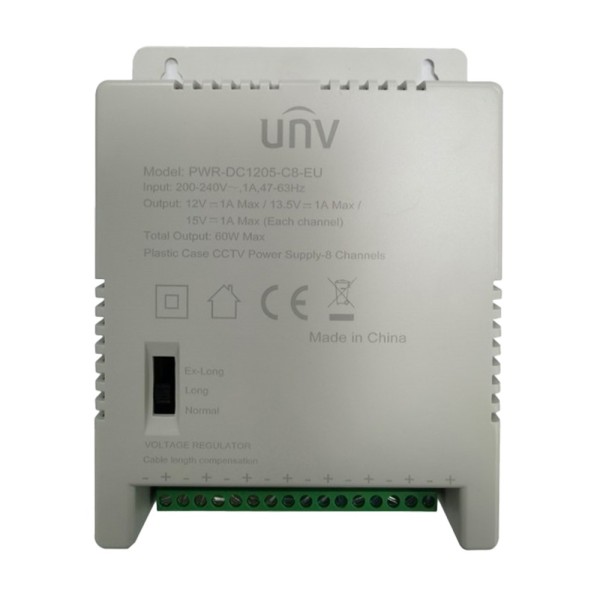 Acheter UNIVIEW UV-PWR-DC1205-C8-EU Alimentation multicanal Uniview - 8 canaux - Sortie 12 VDC 5 A (1 A / canal) / 60 W -