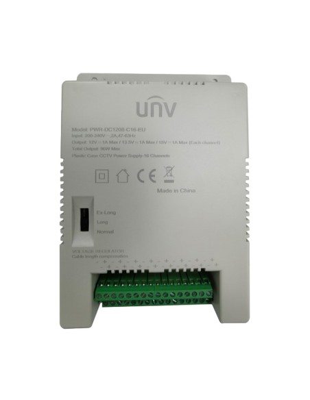 Comprar UNIVIEW UV-PWR-DC1208-C16-EU Fuente de alimentación multicanal Uniview - 16 canales - Salida 12VDC 8A (0.5A / canal) / 9