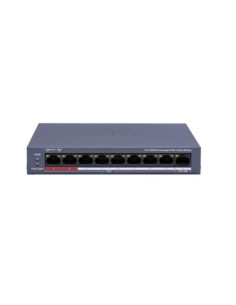 Comprar HIKVISION BASIC DS-3E0109P-E/M(B) HIKBASIC. Switch PoE de 9 puertos de cobre 10/100 (8 puertos PoE+ extendido 250m). PoE